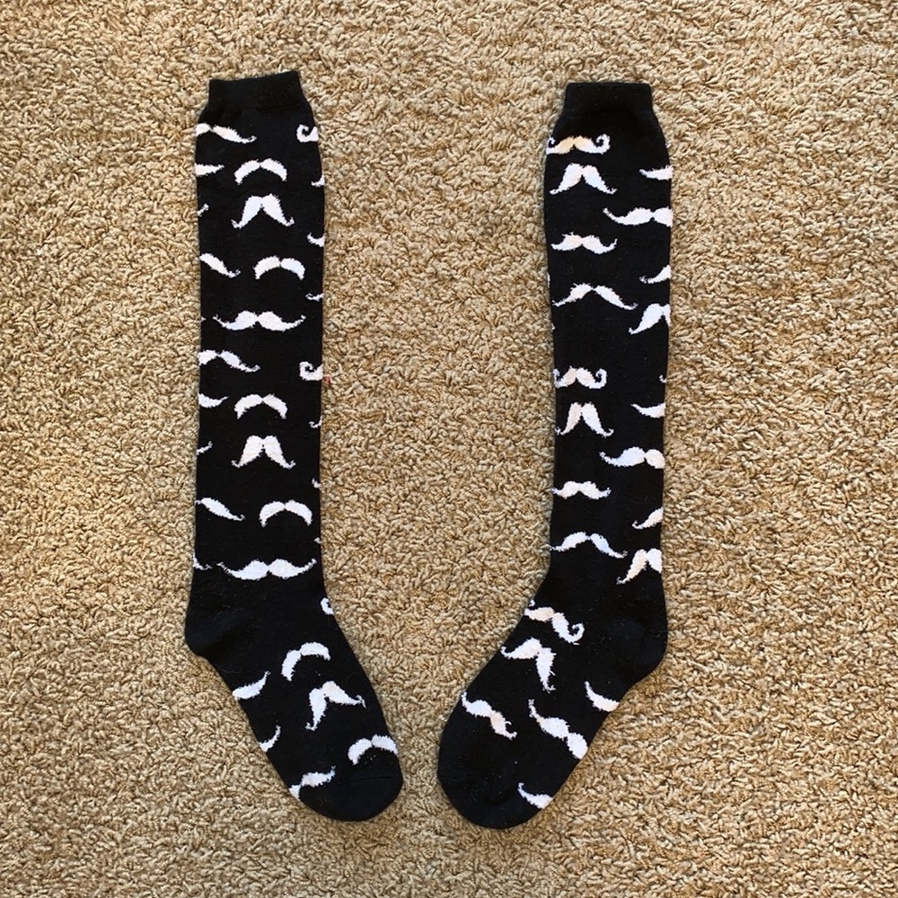 knee high mustache socks